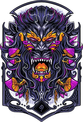 great Leo zodiac  - zodiac, leo, lion, mushroom, psycadelic, art, magic, cool, logo, mascot, illustration, wild, beast, horror, halloween