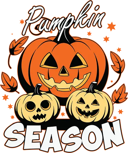 Pumpkin Season - halloween, pumpkins, autumn, jack-o'-lanterns, leaves, stars, design, festive, seasonal, decoration