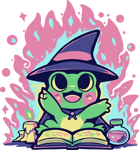 Witchy Spell Frog - frog, witch frog, Hokuspokus, Frosch, Halloween, Zauber, kawaii, niedlich, froschig, Hexenfrosch, magischer Frosch, Froschzauber, Hokus Croakus, rosa, grün, magisch, Wortspiel