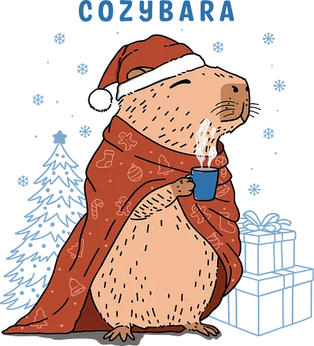 Cozybara - capy, capybara, merry Christmas, xmas, Christmas, snowfall, snowflake, holiday, holidays