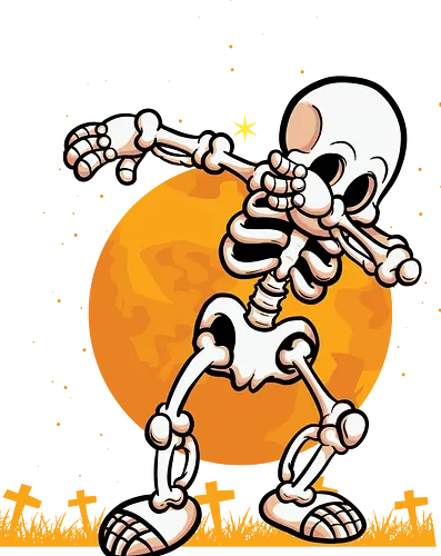 Cartoon Skeleton - skeleton, dabbing, moon, graveyard, cartoon, halloween, spooky, night, dance