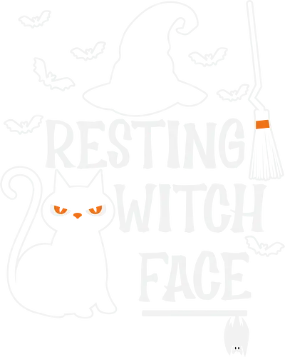 Resting Witch Face - halloween, cat, witch, broom, hat, bats, ghost, spooky, humor