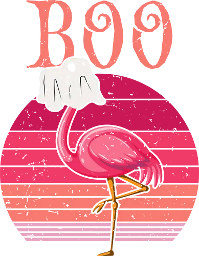 Boo - flamingo, ghost, halloween, retro, sun, playful, costume, pink, whimsical, funny