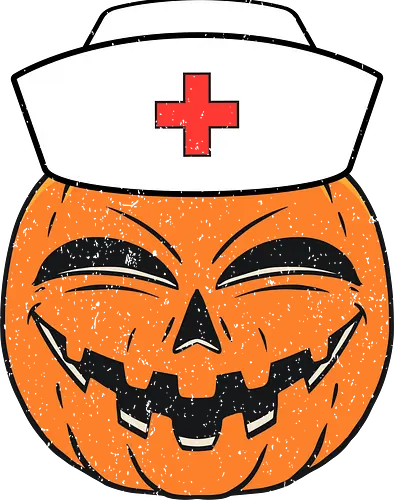 pumpkin nurse's - halloween, nurse, pumpkin, jack-o'-lantern, smile, hat, red cross, cheerful, health theme