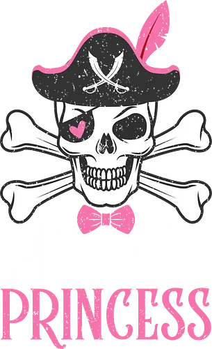  Pirate Princess - pirate, skull, crossbones, princess, hat, pink, bow tie, feather, fun, typography