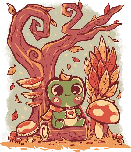 Cozy Autumn Days Frog - mushroom, gremlincore, cute, frog, cottagecore frog, positive vibe, froggy, coziness, autumn, fall, frog lover, Frosch, cottagecore Frosch, positive Stimmung, froschig, Gemütlichkeit, Herbst, Herbst, Froschliebhaber, goblincore, forestcore, folkart, witchy