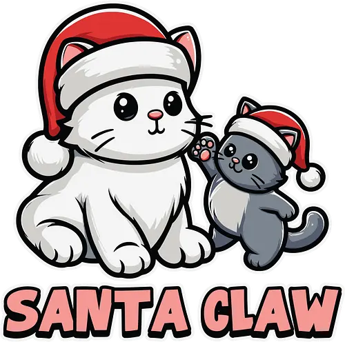 Santa Claw - christmas, cats, santa hats, festive, cute, playful, holiday, cartoon, illustration, humor