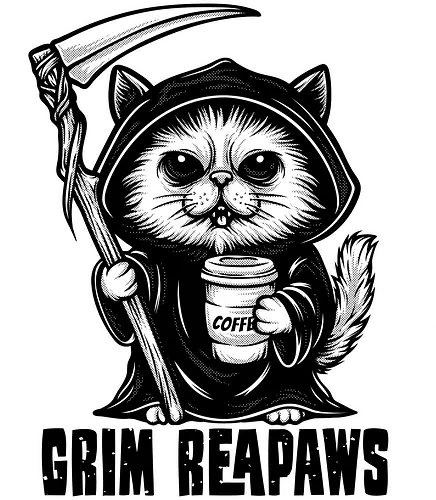 Grim Reapaws - cat, kitten, grim reaper, cloak, scythe, pet, paw