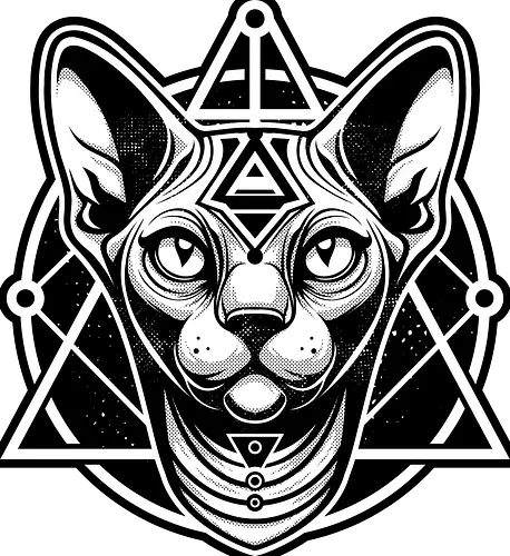 Geomancer’s Sphynx - canadian sphynx, cat, geometry, paw