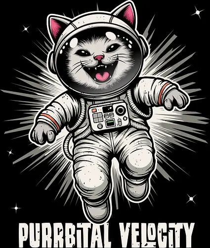 Purrbital Velocity - cats, kitten, space, sci fi, pets, animal, astronauts, galactic, paws