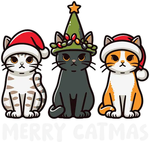 Merry Catmas - cats, christmas, santa hats, holiday, cute, festive, humor, celebration, merry catmas