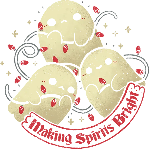 Cute Ghosts Making Spirits Bright - funny, christmas, ghost, cute