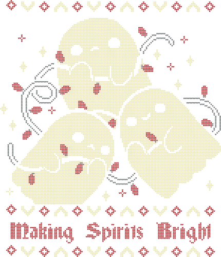 Cute Ghosts Making Spirits Bright UGLY CHRISTMAS - ugly Christmas sweater, funny, ghost, christmas