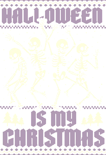 Ugly Sweater Spooky Skeletons - Ugly Sweater, Holiday, Christmas, Merry Christmas, Ugly Christmas Sweater, Pixel Art, Spooky Season, Spooky, Creepy, Scary, Halloween, Skeleton, Skull, Spookmas