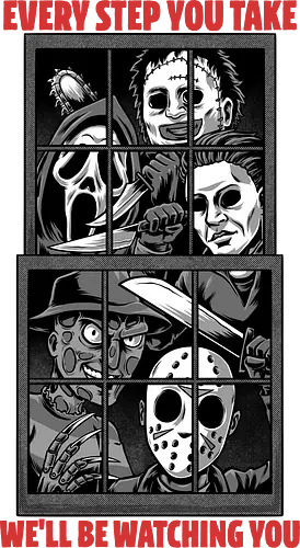 Horror Watching You - Slasher, Serial Killer, Classic Horror, Horror, Horror Comedy, Horror Movies, Movie, Music, Quote, Lyrics, Parody, Cult Classic, Classic, Retro Vintage, Cartoon, Scream, Halloween, Halloween Movie, Friday The 13th, Freddy, Jason