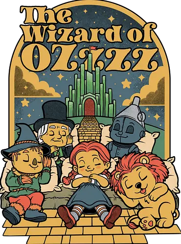 The Wizard Of Sleep - road, sleep, sleepy, sleeping, tired, lion, scarecrow, cute, yellow, green castle, classic, cute, cult, nap, napping, yellow brick road, movie, film, cult film, classic