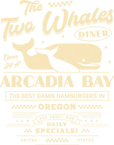 The Two Whales Diner Emblem - life, strange, Chloe, Max, rachel, arcadia, bay, butterfly, before the storm, video game, gaming, gamer, rocky mountain record traders, the black lantern, haven springs