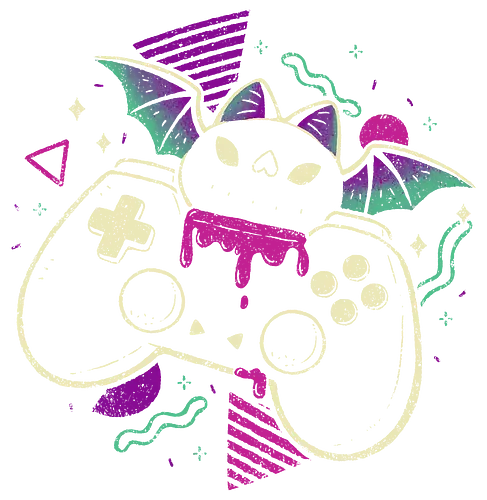 Creepy Cute Gamer Bat - bat, controller, joystick, video game, 90s, retro, nostalgia, pink, pixel, black, goth, creepy cute, spooky cute, vampire, xmorfina