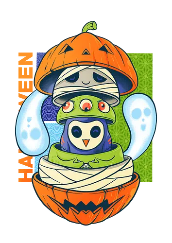 spooky doll  - horror, halloween, cool, cute, fun, ghost, owl, japanese, cartoon, monster