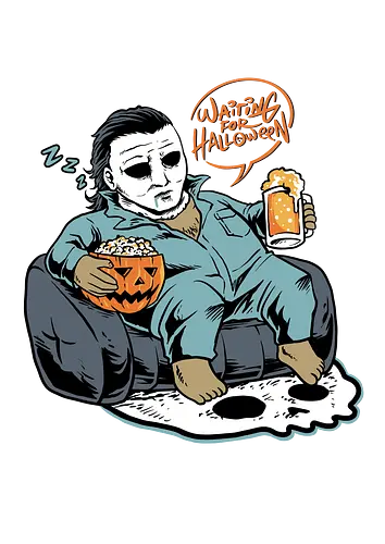 waiting for halloween  - horror, halloween, cool, cute, fun, myers, lazy, beer, cartoon, monster