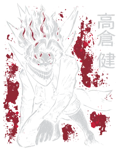 Cursed Anime Boy - psychokinesis, alien, ghost, spirits, yokai, silhouette, figure, sketch, red, turbo granny, dark, raw, splatter, anime, manga, xmorfina