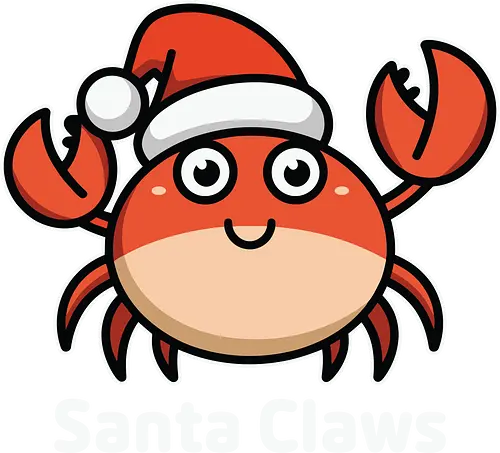 Santa Claws - cartoon, crab, santa hat, festive, holiday, humor, christmas, character, cute, playful, puns