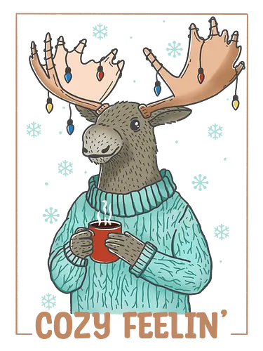 Cozy Feelin’ - moose, xmas, christmas, merry christmas, holiday, happy holidays, cocoa, chocolate, cozy christmas