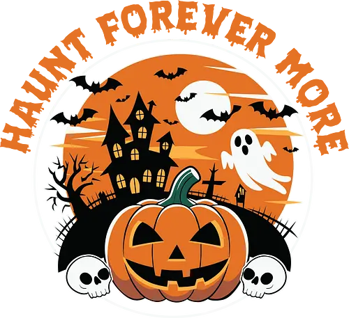  Haunt Forever More - dark, halloween, haunted house, pumpkin, ghost, bat, moon, skull, spooky, horror