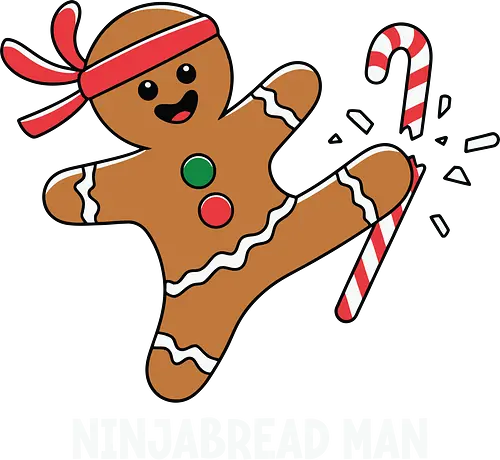 Ninjabread Man - gingerbread, ninja, candy cane, humorous, christmas, martial arts, cookies, festive, holiday, whimsical