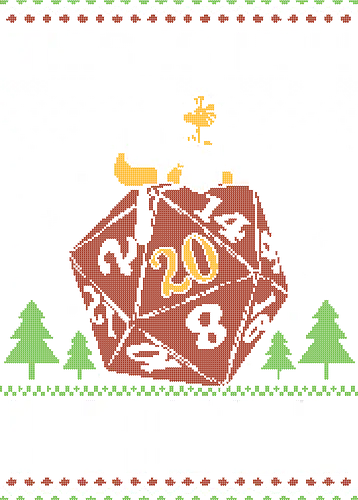 Ugly Sweater Beagle RPG - Ugly Sweater, Holiday, Christmas, Merry Christmas, Ugly Christmas Sweater, Pixel Art, Beagle, Dog, Pet, Bird, Rpg, Role-play, Role-playing, Dungeon Master, Dungeon, Fantasy, Adventure, D20