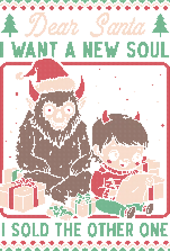 Ugly Sweater Christmas Pact - Ugly Sweater, Holiday, Christmas, Merry Christmas, Ugly Christmas Sweater, Pixel Art, demon, devil, ritual, pact, krampus, santa claus, Christmas Vacation, Christmas Eve, Christmas Sweater, Gifts, Gift