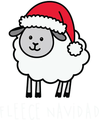 Fleece Navidad - sheep, santa hat, christmas, humor, festive, pun, holiday spirit, cute, playful