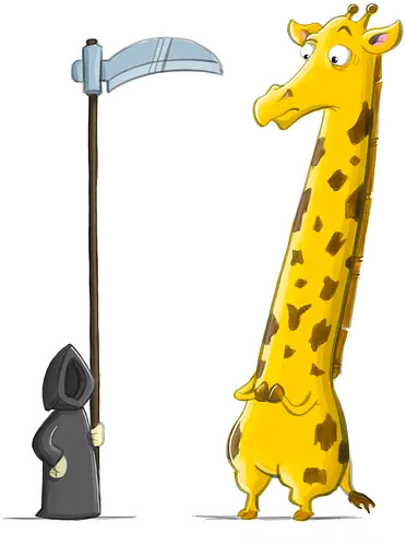 Giraffe - Giraffe, Tod, Sense, totaberlustig, Cartoon, Humor, Teleskop