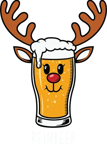 REINDEER - beer, reindeer, antlers, humor, illustration, christmas, pun, creative, festive