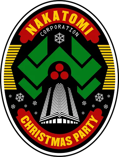 nakatomi emblem  - ugly christmas, christmas, xmas, nakatomi, plaza, christmas party, logo, diehard, winter, snow, pixel, vintage, classic, retro