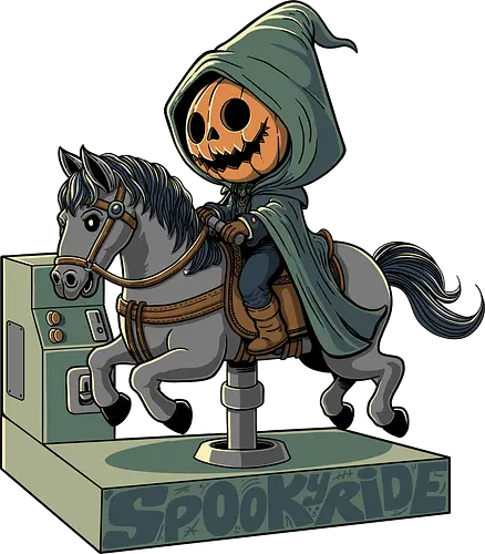 Spooky ride. - horse, humor, horror, terror, parody, cute, pumpkin, head, sleepy, hollow, headless, horseman, halloween, spooky, ride