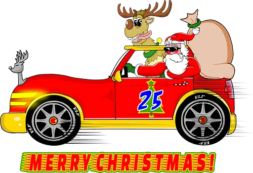 Merry Christmas Santa's Car - Weihnachten, Santa, Auto, lustig, festlich, Weihnachtszeit, Geschenkidee, Humor, Feiertage, Weihnachtsmann, Design, einzigartig, Weihnachtsauto, Feiertagshumor, Weihnachtsfreude, Christmas, funny, humor, Car, Sleigh, Reindeer, Santa, Santa Claus, Cool