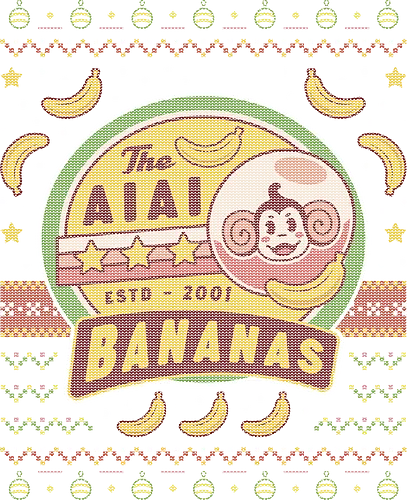 Aiai Bananas Ugly Sweater - super monkey, ball, aiai, ape, gorilla, banana, video games, retro, ugly christmas sweater