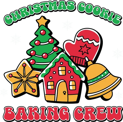 Christmas Cookie Baking Crew - christmas, cookies, baking, gingerbread, festive, tree, mitten, star, bell, holiday