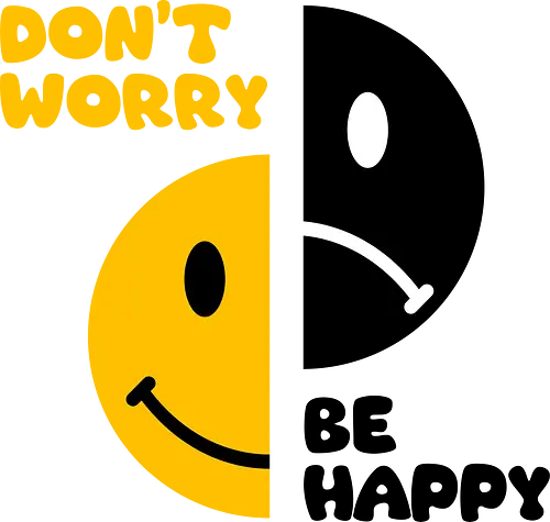 Don't Worry, Be Happy!!! - happy, smile, music, funny, pop, funny quote, funny sayings, geek, humor, ian curtis, joke, Music, meme, new order, parody, post punk, unknown pleasures, vintage