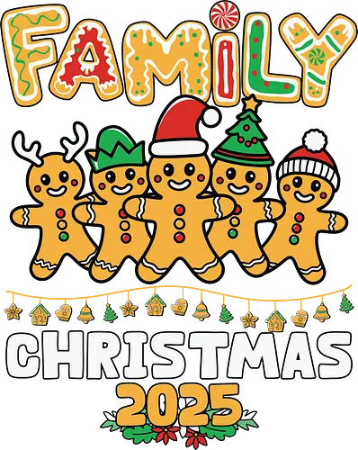 Family Christmas 2025 - christmas, gingerbread, family, festive, holiday, 2025, decorations, cheerful, colorful, celebration