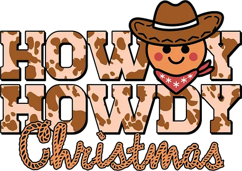 Howdy Howdy Christmas - cowboy, christmas, western, emoji, hat, bandana, festive, cute