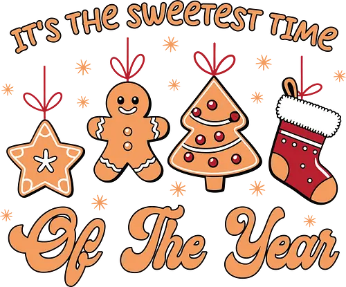 It's the sweetest time of the year - christmas, holiday, gingerbread, festive, stocking, snowflakes, tree, sweet, decoration