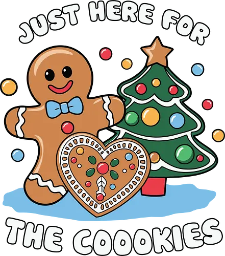 Just here for the cookies - gingerbread, christmas tree, baubles, festive, holiday, cookies, decoration, cheerful, colorfu