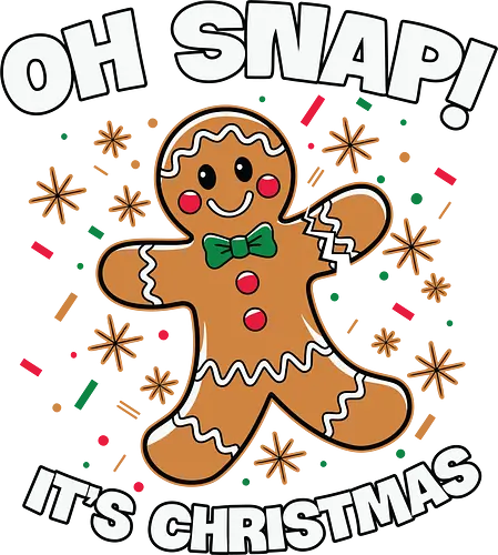 Oh snap! It's Christmas - gingerbread, christmas, humor, festive, holiday, cartoon, sprinkles, stars, cheerful