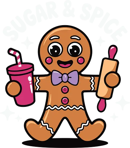 Sugar & Spice - gingerbread, cute, drink, rolling pin, stars, cartoon, baking, dessert, happy, fun