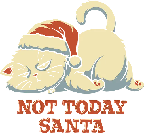 Not Today Santa - Lazy Christmas Cat  - not today, lazy cat, christmas, santa, xmas, meowy christmas, bored cat, cute cat, Anti Social, catrovert, introvert, anti human, anti people, hate morning, coffee, funny cat, cat joke, memes, internet meme, hilarious, funny meme, cat meme, meme