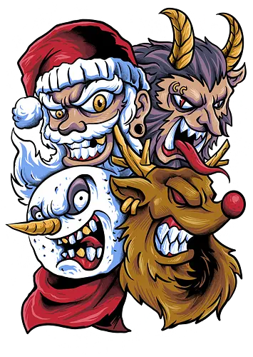 selfie with santa - ugly christmas, christmas, xmas, villain, christmas party, logo, krampus, winter, snow, santa, vintage, classic, retro