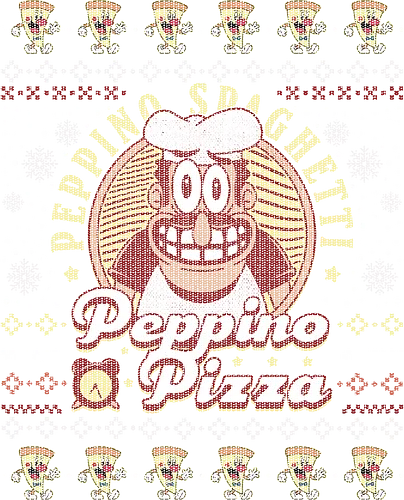 Peppino Pizza Ugly Sweater - pizza, italian, food, tower, game, gaming, gamer, video game, video games, peppino spaghetti, indie, games, pizzaface, time, ugly christmas sweater, christmas, xmas