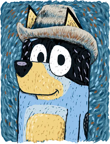 Bandit Van Dogh - bluey, cartoon, dog, vincent van gogh, painter, animals